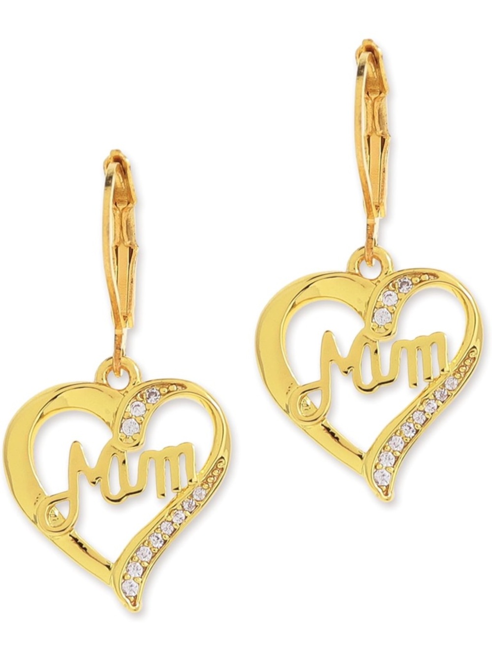 Gold 'Mum' Heart Drop Earrings - Elegant Mother's Day Jewelry